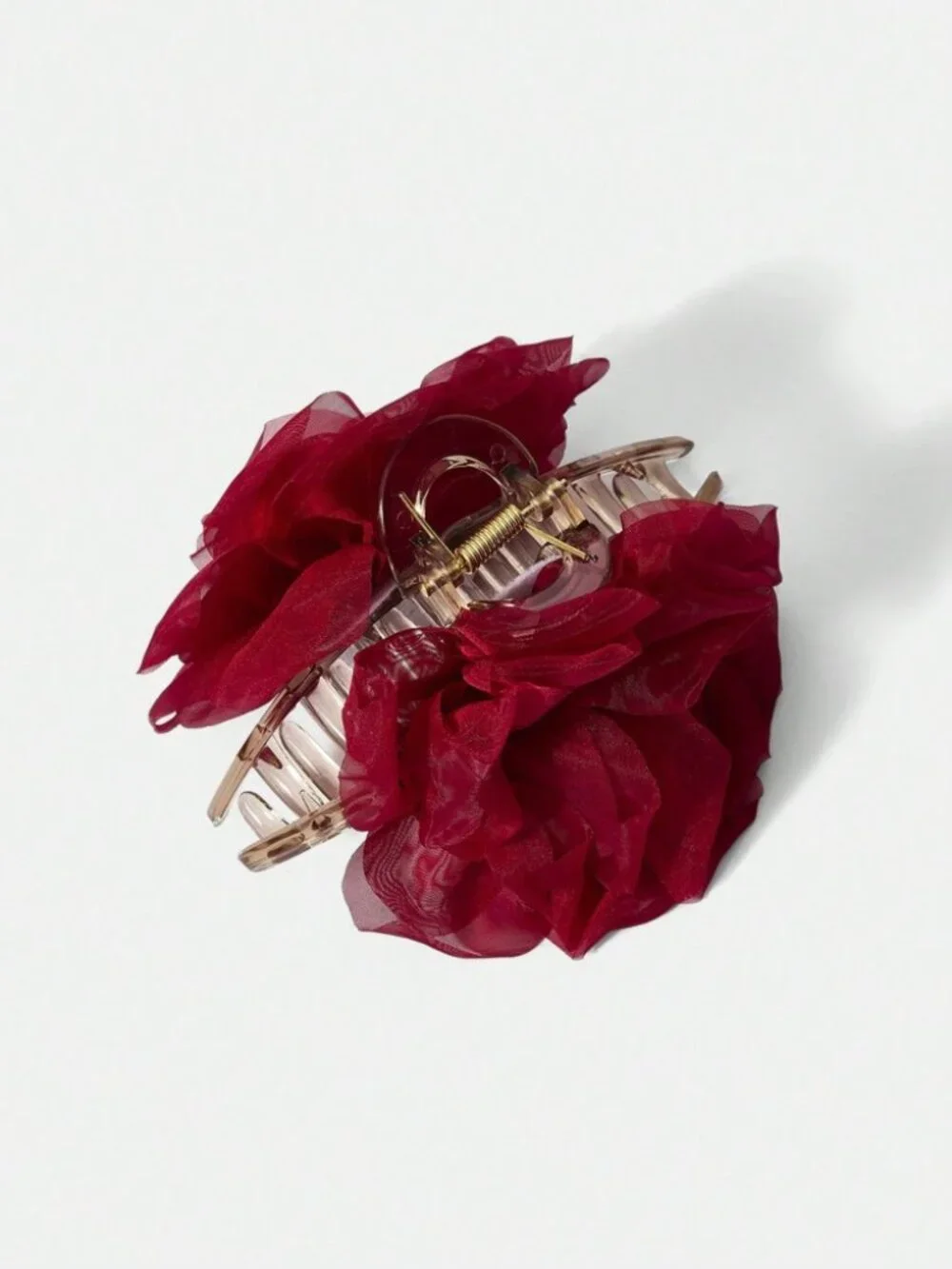 Red Rose Flower Hair Claw Clip